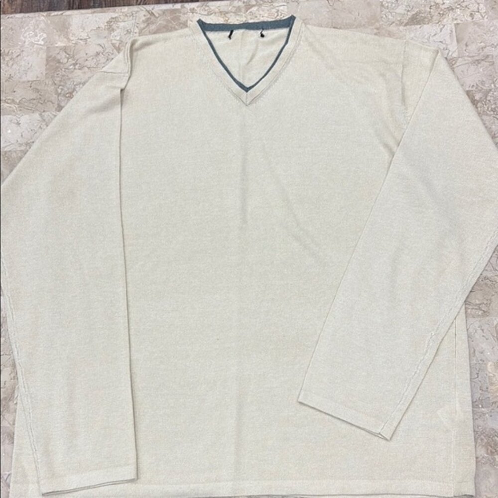 Mens Linen Cotton V-Neck Sweater